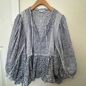 American Eagle Outfitters Blue Floral Blouse